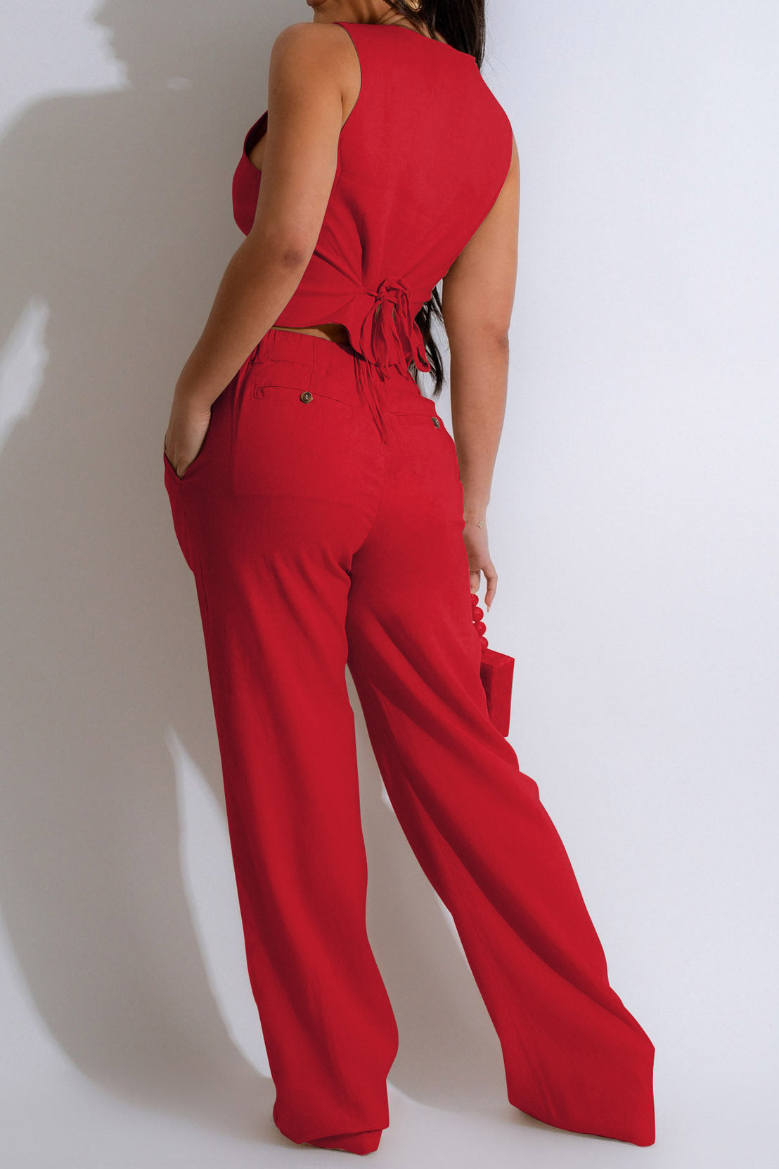 Linen Sleeveless Suit Set for Work Office Lavish Daily