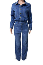 Stretch Long Sleeve Denim Jumpsuit LavishDaily