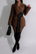Double Side Belted Blazer Lavish Daily
