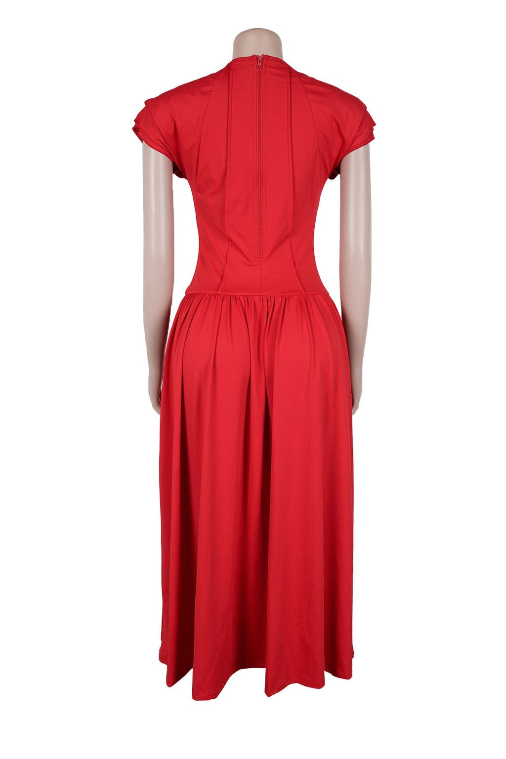 Ruffled Flutter Sleeve Ruched Dress Lavish Daily