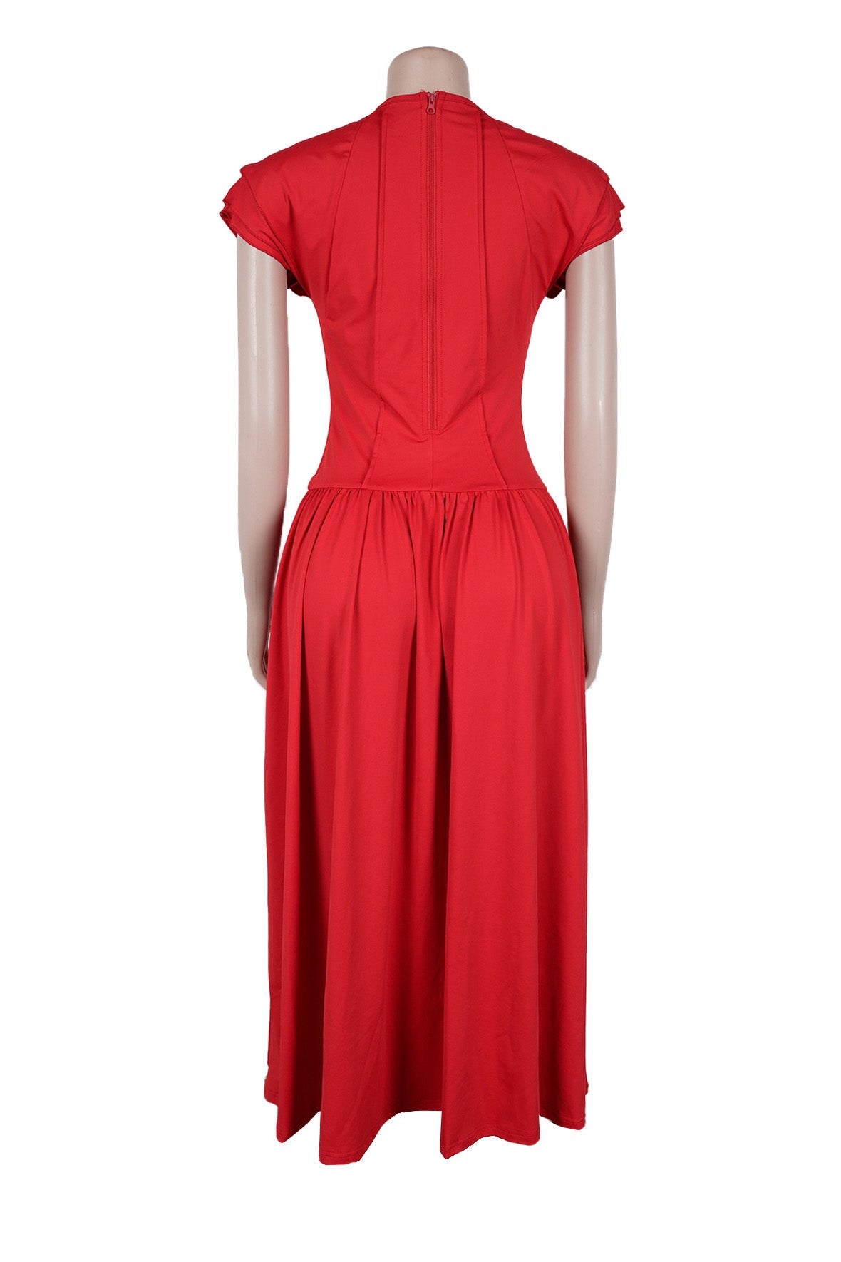 Ruffled Flutter Sleeve Ruched Dress Lavish Daily