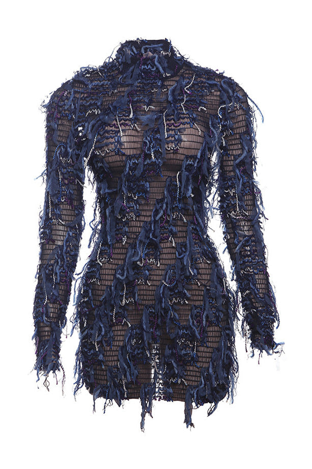Multi-Color Fringe Mesh Mini Party Dress Lavish Daily