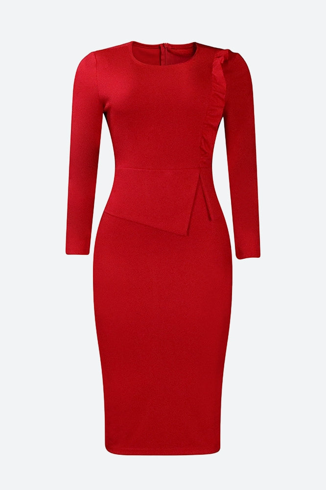 Bodycon Long Sleeve Midi Pencil Dress Lavish Daily