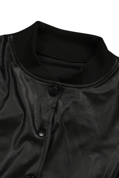 2-Piece Cutout Faux-Leather Bomber & Jogger Set Lavish Daily