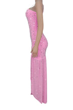 Rhinestone Strap Slit Bodycon Dress Lavish Daily