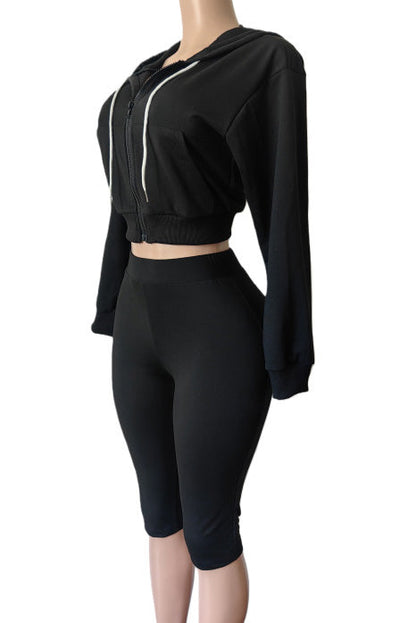 Cropped Zip Hoodie Biker Shorts Set Lavish Daily