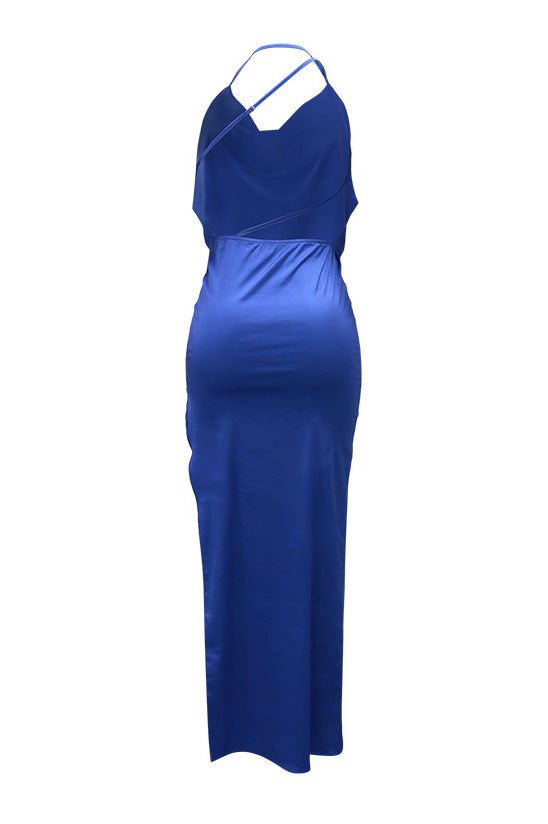 Draped Halter Maxi Dress Lavish Daily