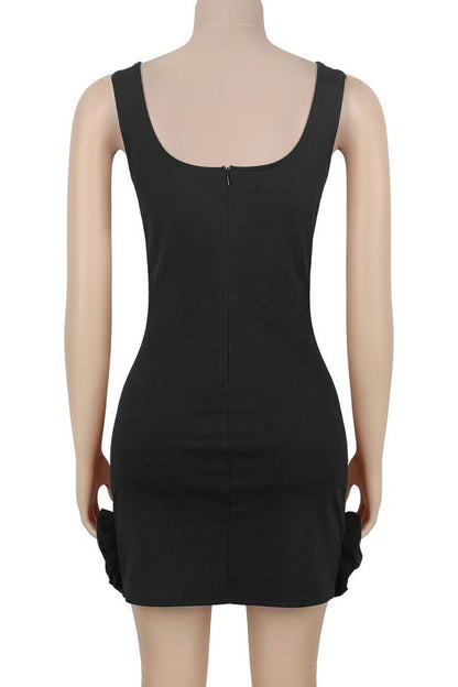 Rhinestone 3D Rosette Hem Mini Dress Lavish Daily