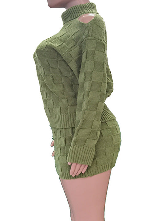 Turtleneck Cutout Sweater & Skirt Set Lavish Daily
