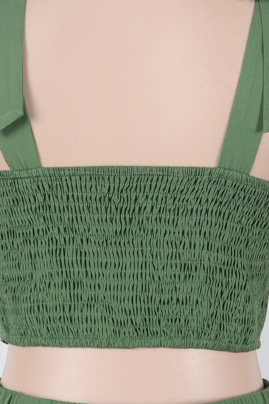 Ruched Tie-Strap Top & Wide Leg Pants Set Lavish Daily