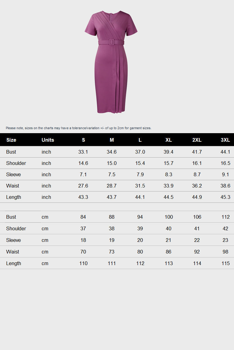 V-neck Short Sleeve High Waist Slim Dress Lavish Daily