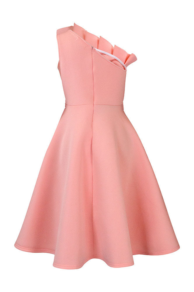 Pleated Asymmetric Cut Long Dress Lavish Daily