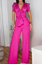 Crochet Lace See-Through Top Jumpsuit Lavish Daily