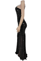 Rhinestone Strap Slit Bodycon Dress Lavish Daily