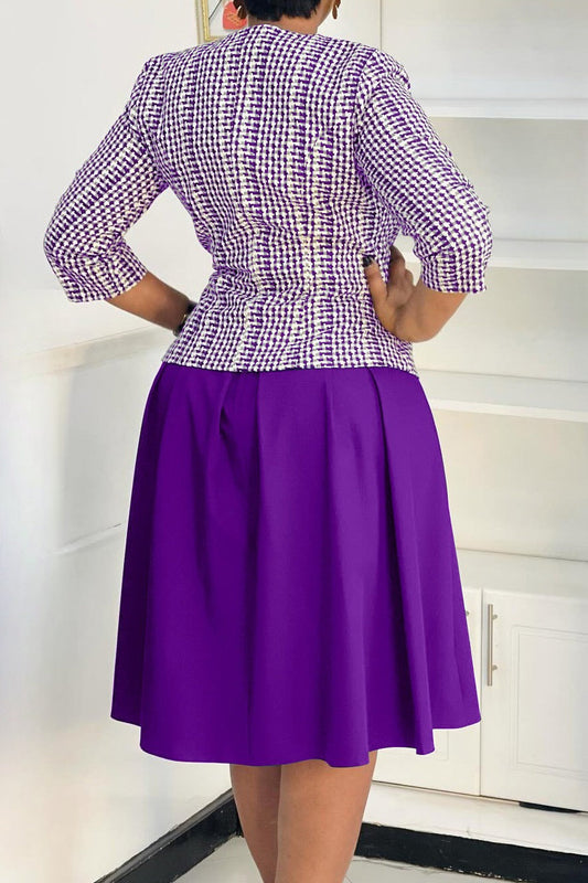 2-Piece Tailored Jacket & A-Line Dress Set Lavish Daily