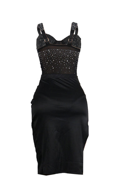 Rhinestone Bodysuit & Pencil Skirt Skirt Set Lavish Daily