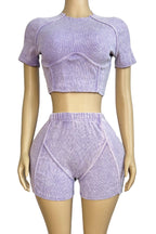 Washed Short Sleeve Top & Shorts Set Lavish Daily