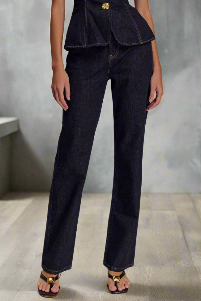 High Waist Pocket Straight Jeans Lavish Daily