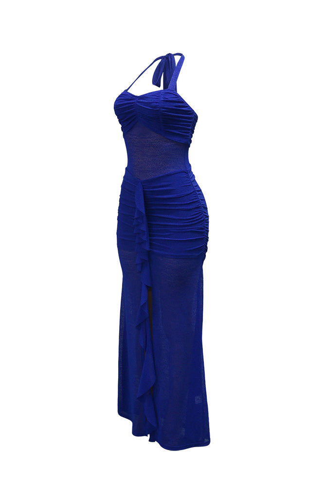 Mesh Sleeveless Tie Slit Dress Lavish Daily