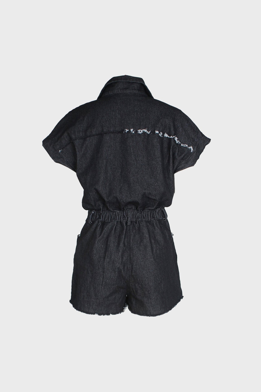 Denim Washed Distressed Romper Lavish Daily