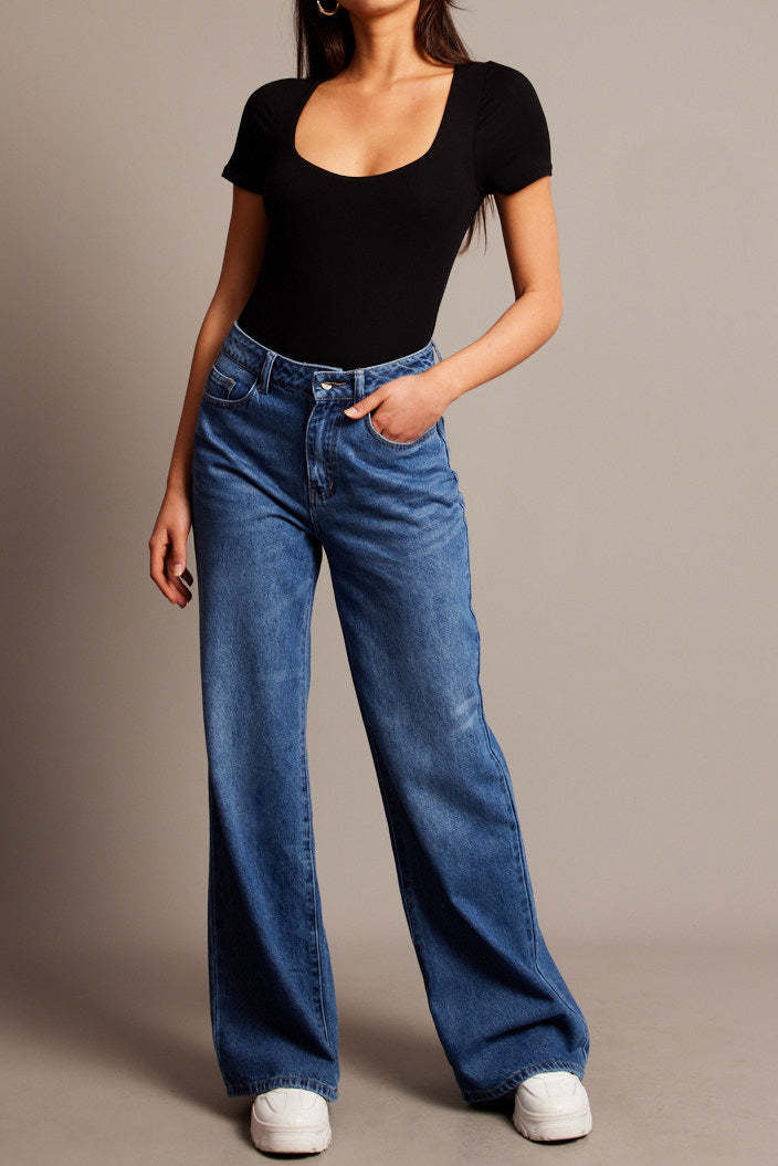 High Waist Loose Wide Leg Straight Jeans Lavish Daily