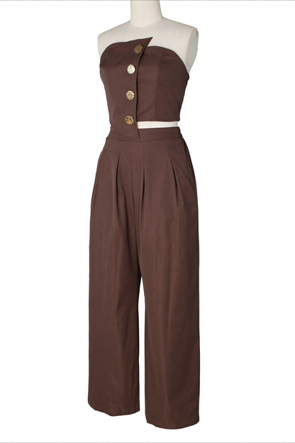 Asymmetrical Bandeau Pant Set Lavish Daily
