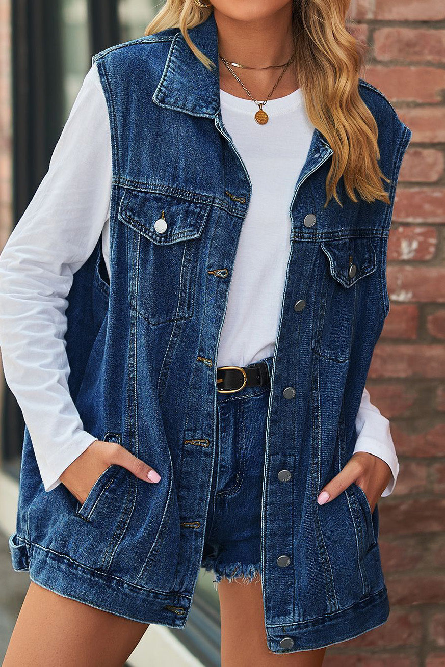 Vintage Distressed Denim Vest Jacket Lavish Daily
