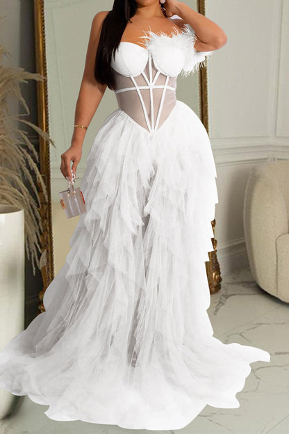 Strapless Corset Tulle Maxi Dress Lavish Daily
