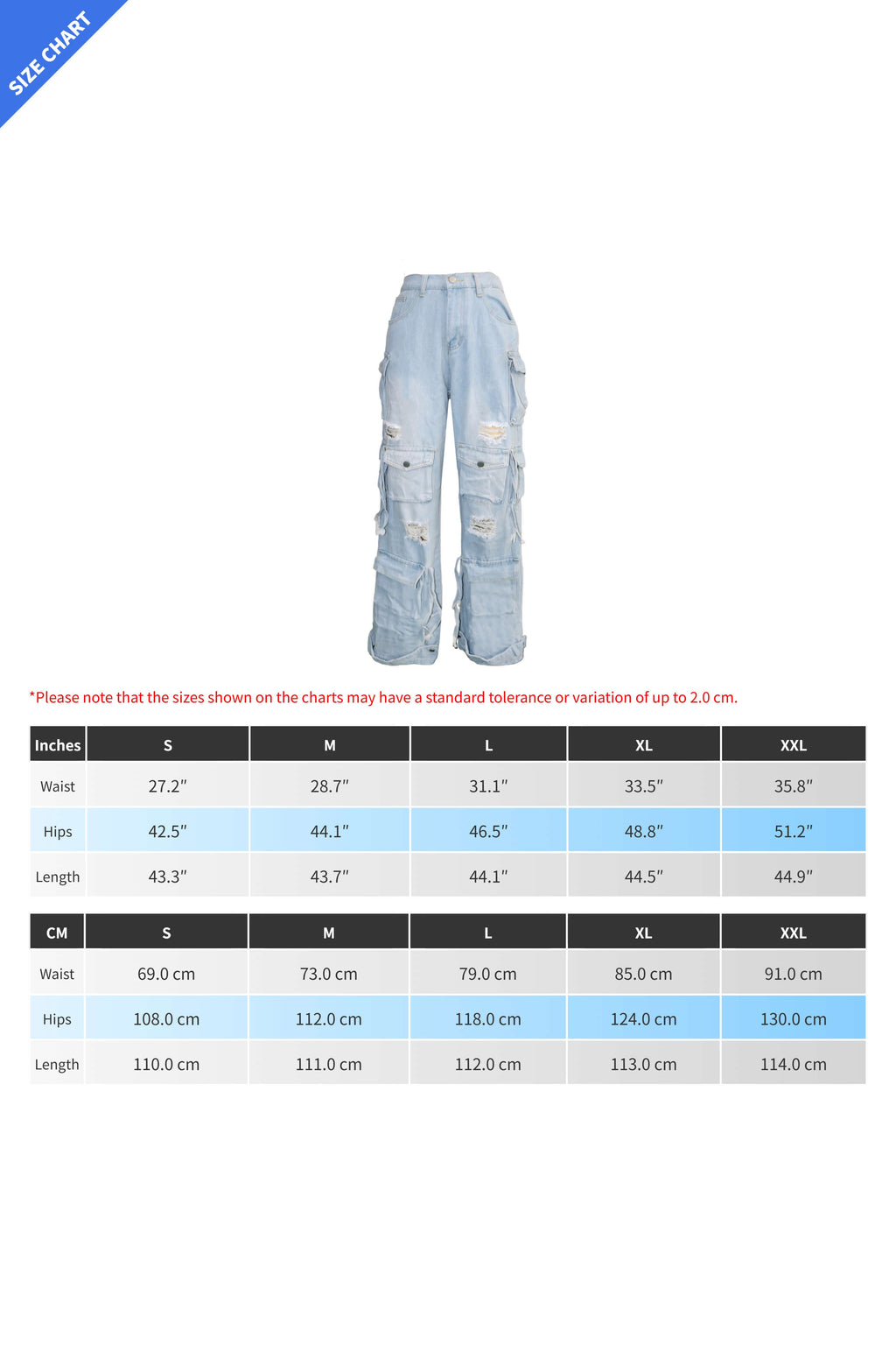 Distressed Cargo Jeans with Multi Pockets Lavish Daily