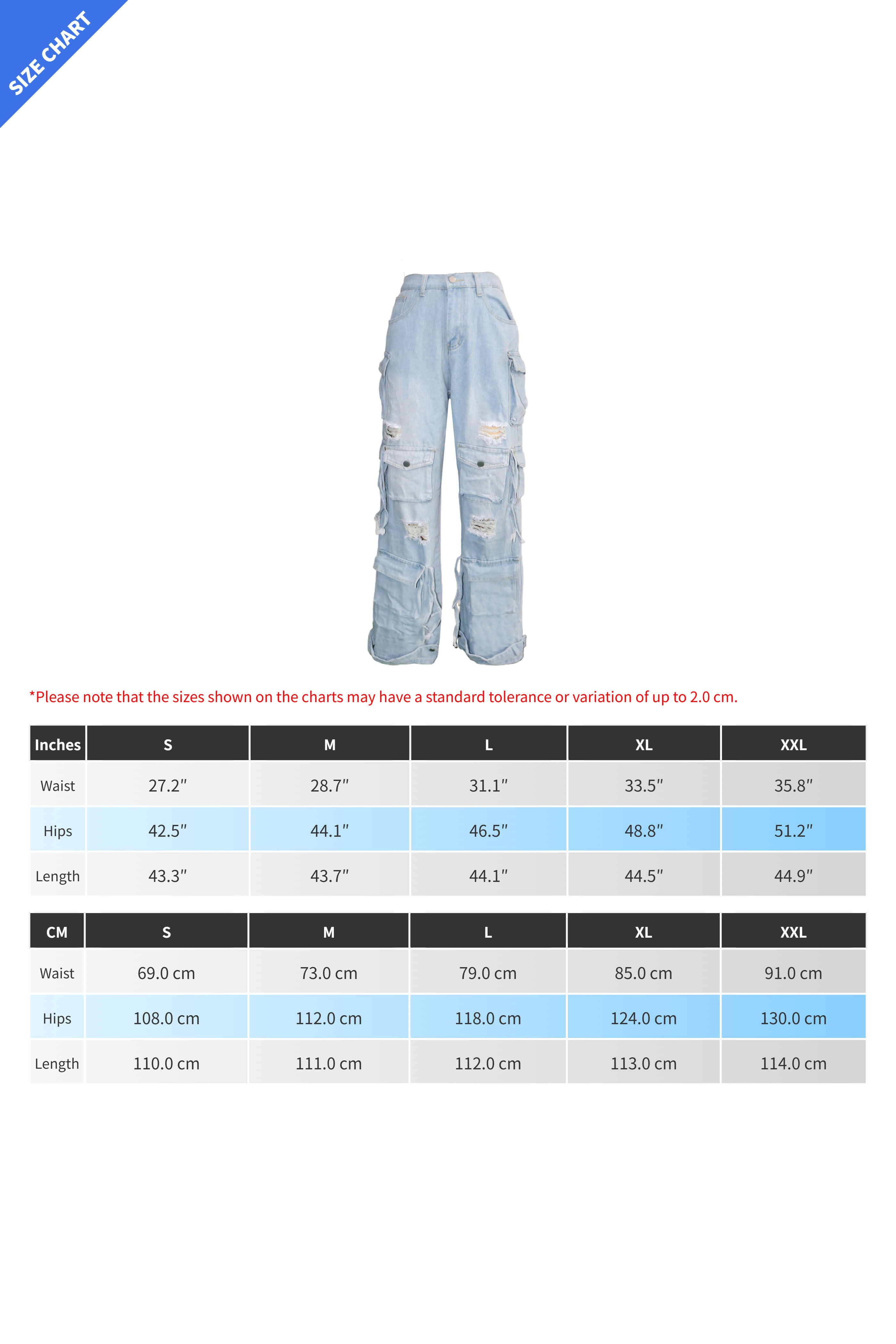 Distressed Cargo Jeans with Multi Pockets Lavish Daily