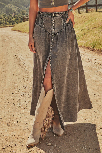 Street Style Straight A-Line Denim Skirt Lavish Daily