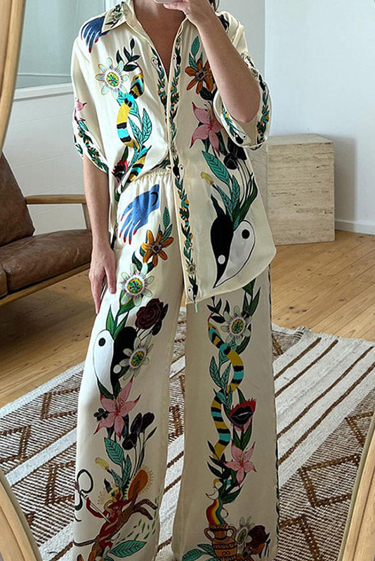 Printed Shirt and Pant Set Lavish Daily