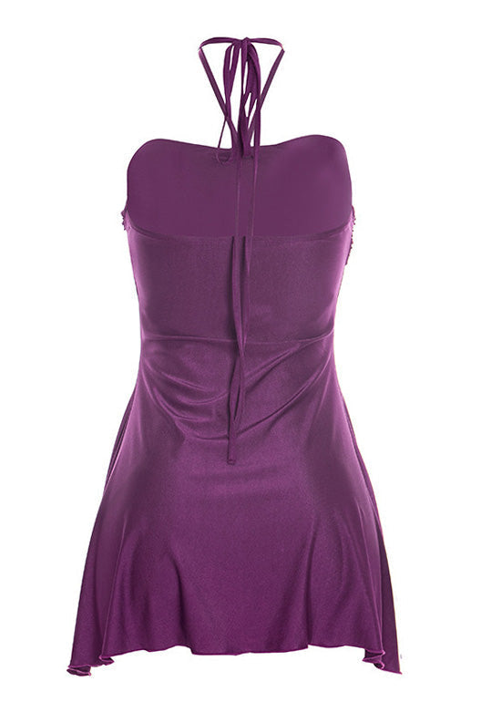 Draped Halter Hardware Mini Dress Lavish Daily