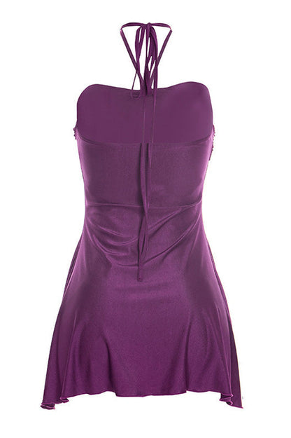 Draped Halter Hardware Mini Dress Lavish Daily