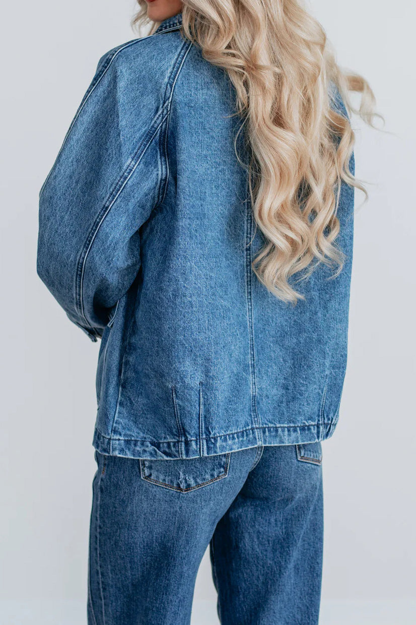 Single-Breasted Denim Jacket Lavish Daily