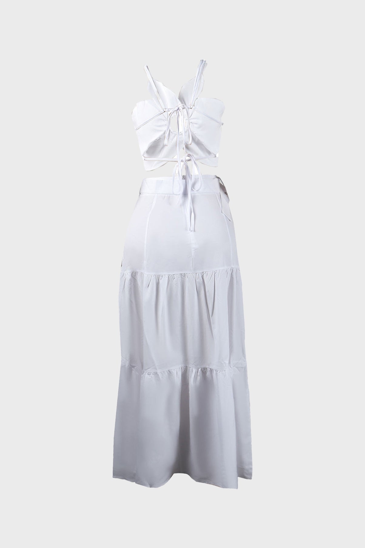 Tie-Up Tiered Maxi Skirt Set Lavish Daily