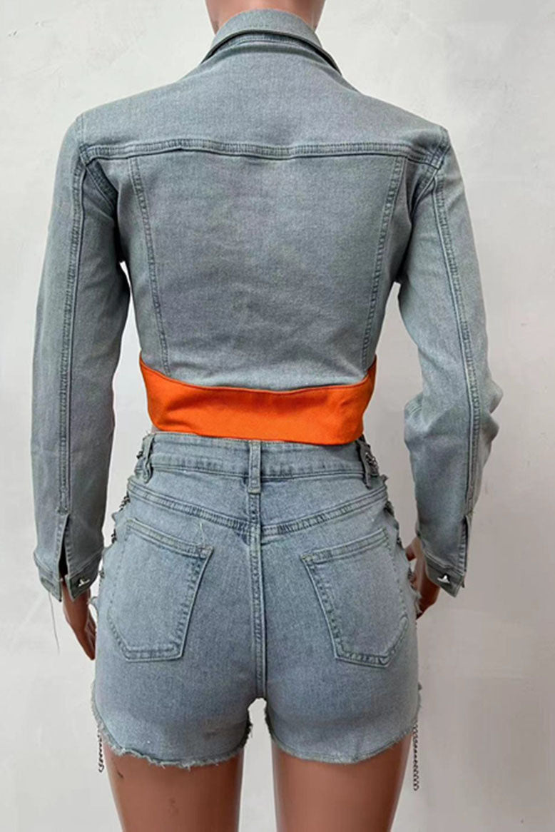 Chopped Denim Short Set Lavish Daily