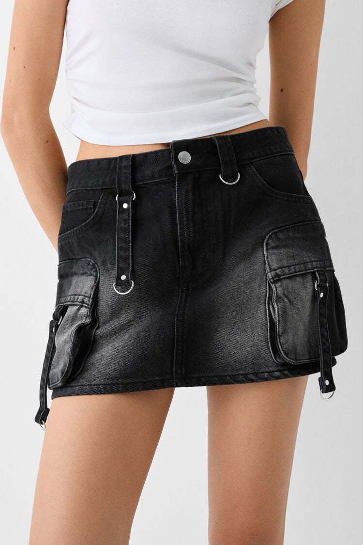Low Rise Denim Mini Skirt Lavish Daily
