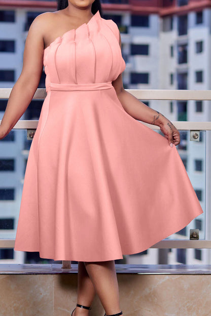 Pleated Asymmetric Cut Long Dress Lavish Daily