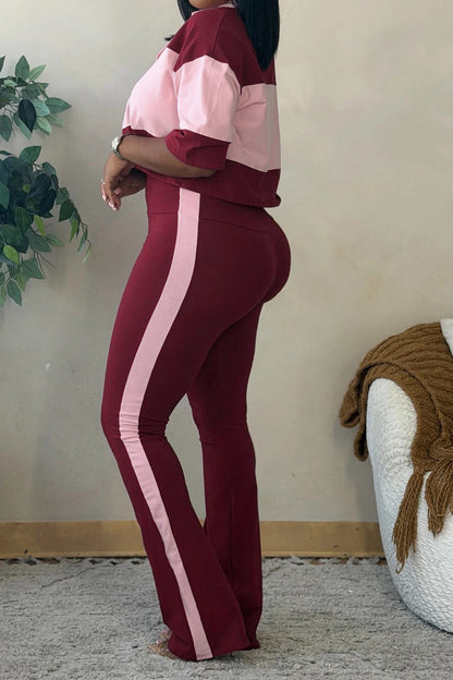 Collared Top & Flare Pants Two-Piece Set Lavish Daily