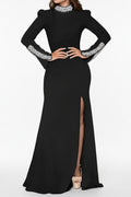 Long Sleeve Rhinestone Turtleneck Maxi Dress Lavish Daily