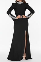 Long Sleeve Rhinestone Turtleneck Maxi Dress Lavish Daily