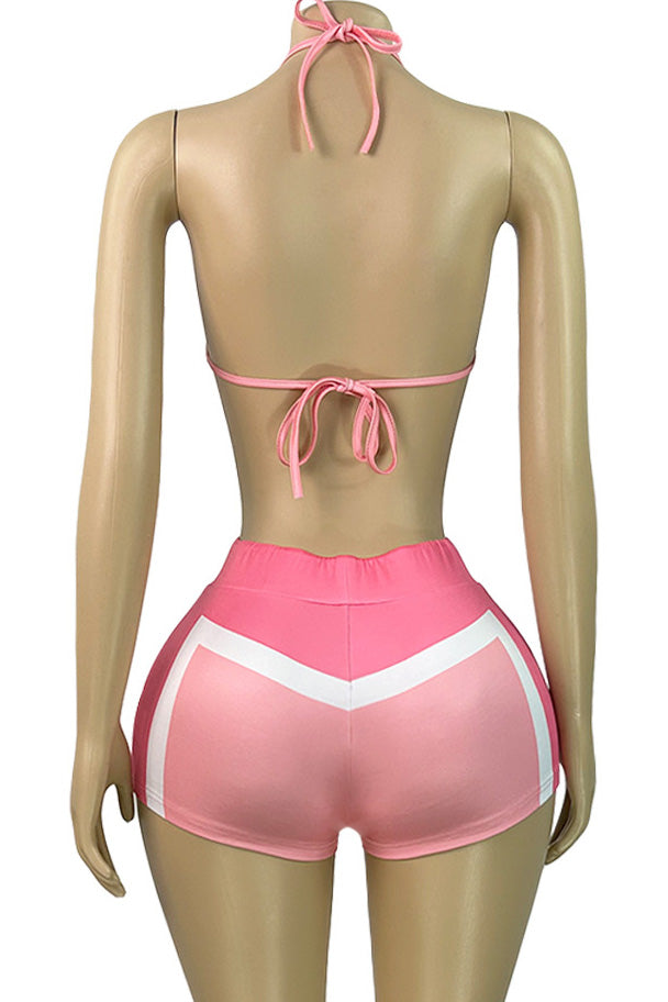 Printed Tie Front Crop Top and Shorts Set Lavish Daily