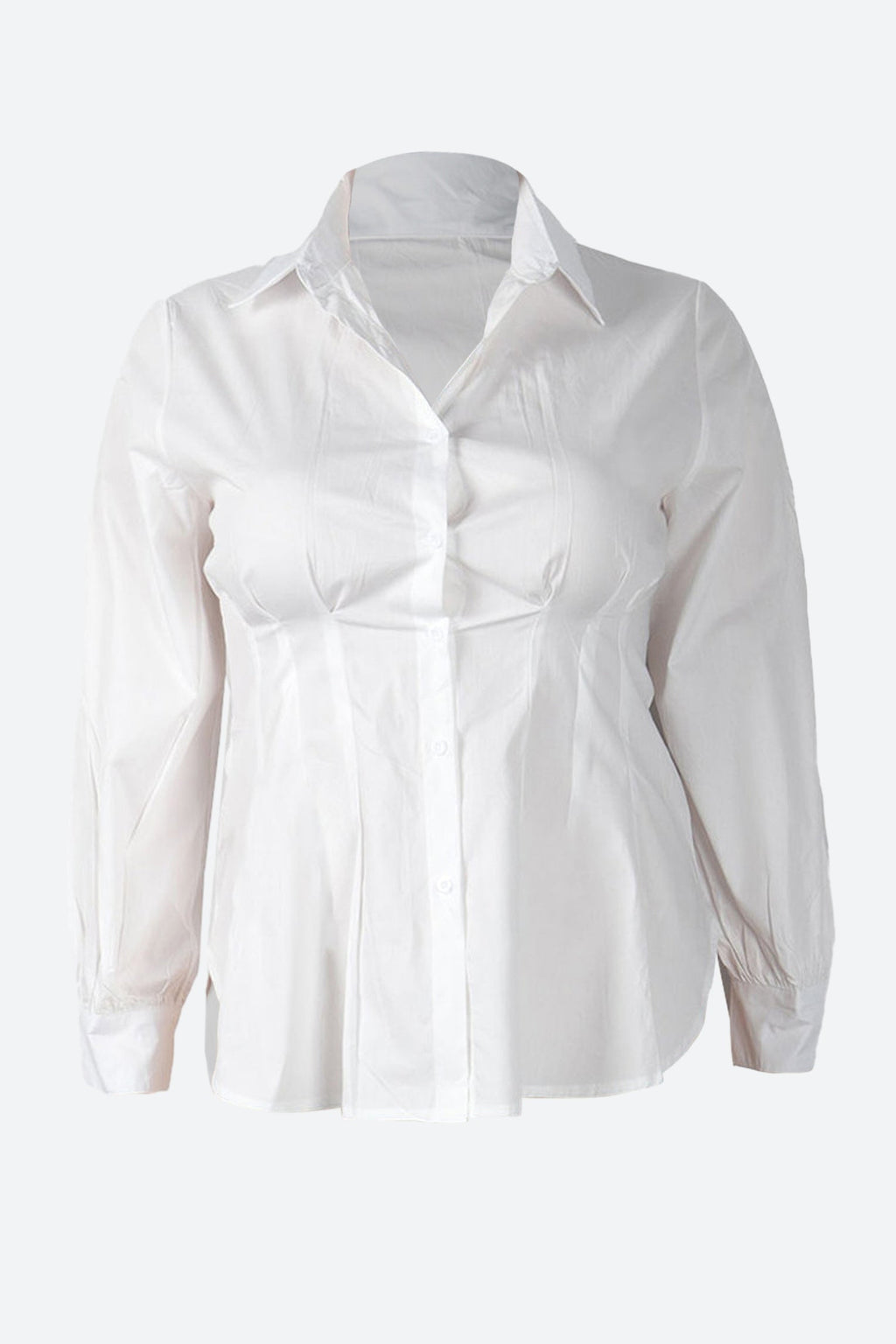 Collar Button Long Sleeve Blouse Lavish Daily