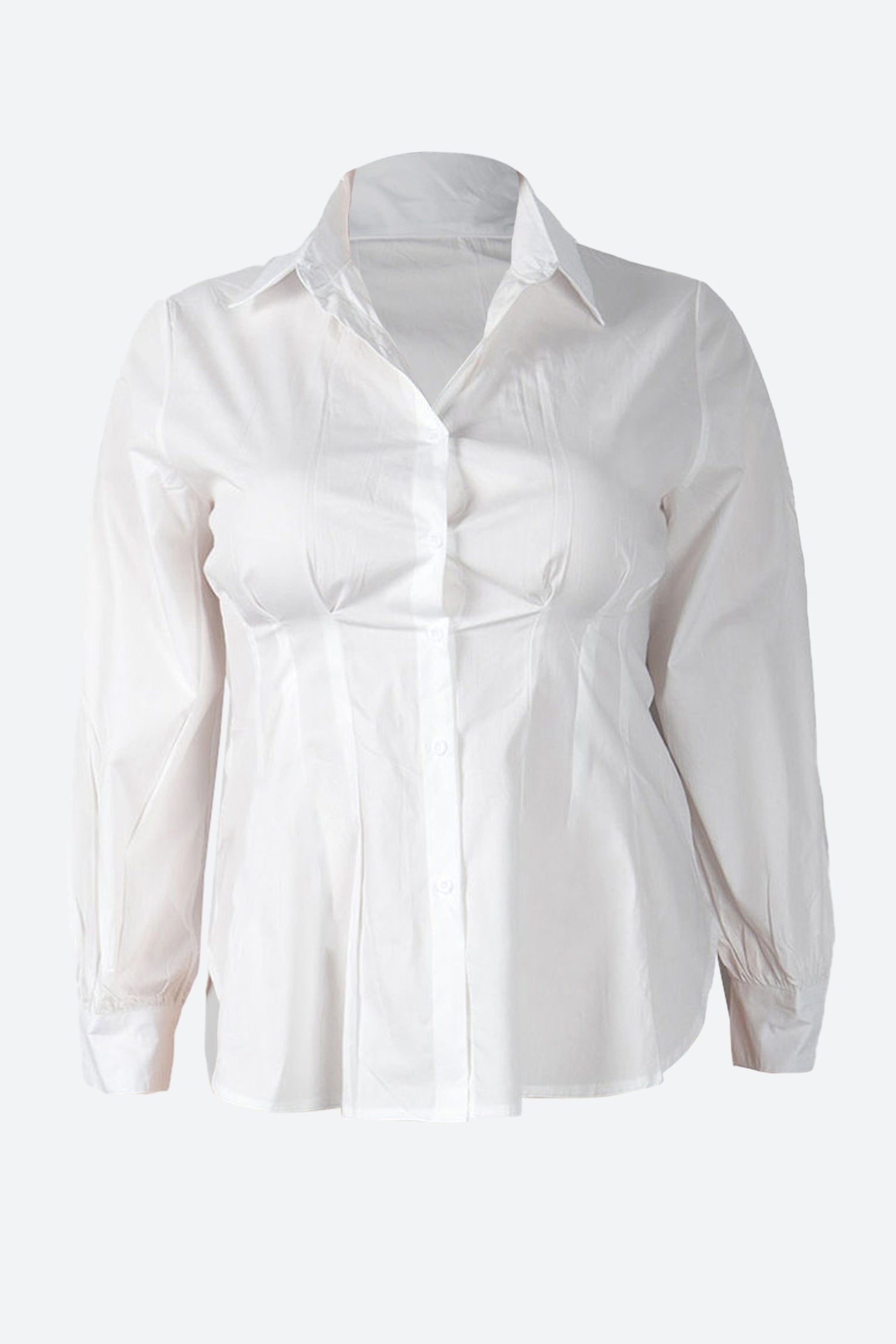 Collar Button Long Sleeve Blouse Lavish Daily