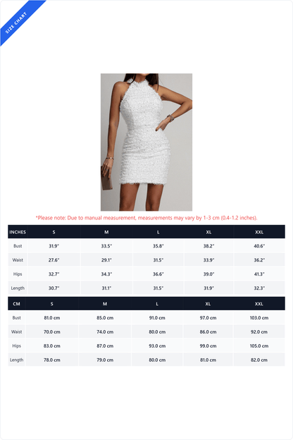 Sequin Embellished Textured Halter Mini Dress Lavish Daily
