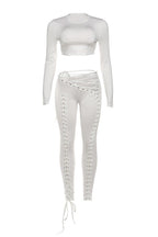 Long Sleeve Crop Top and Lace-Up Pants Set Lavish Daily