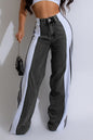 Wide Jeans with Wide Contrast Side Lines Lavish Daily