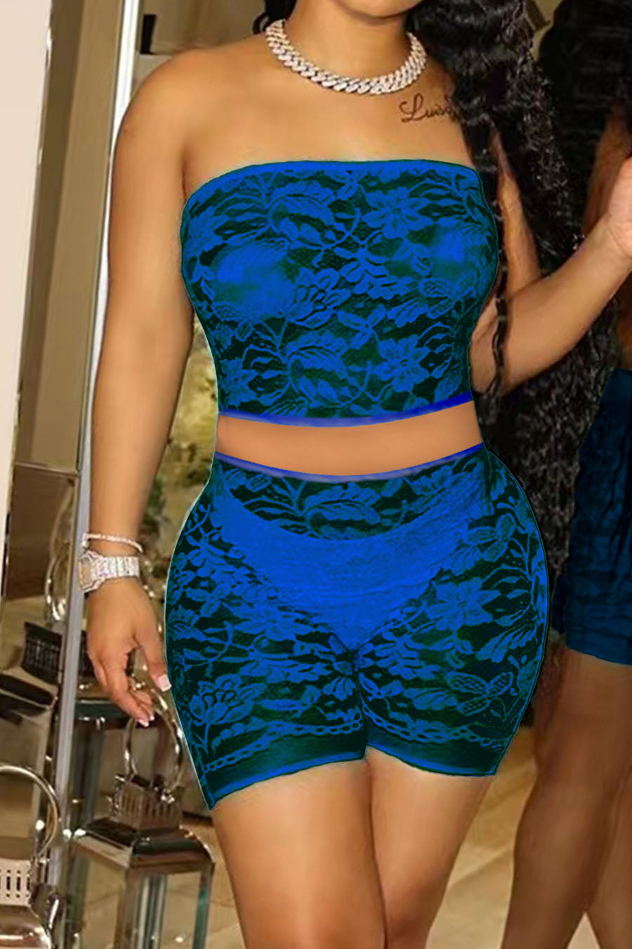 Semi-Sheer Lace Bralette and Shorts Set Lavish Daily