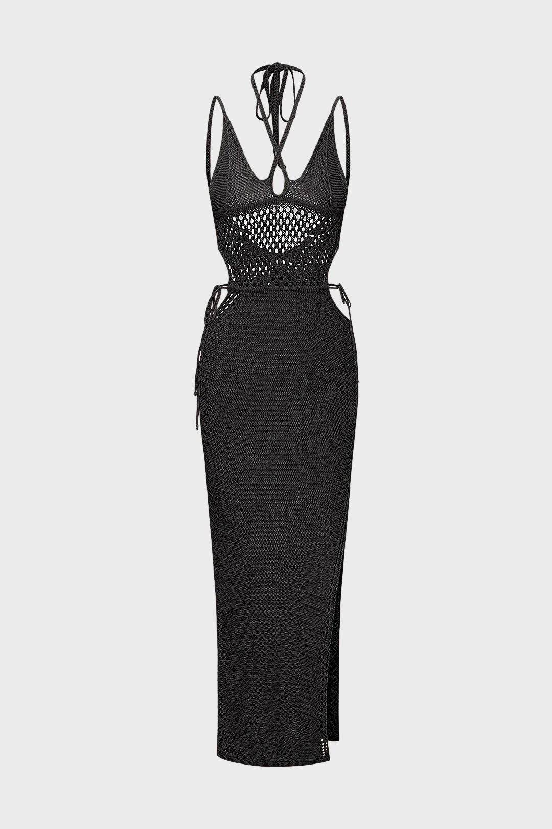 Cut Out Knit Backless Halter Maxi Dress Lavish Daily